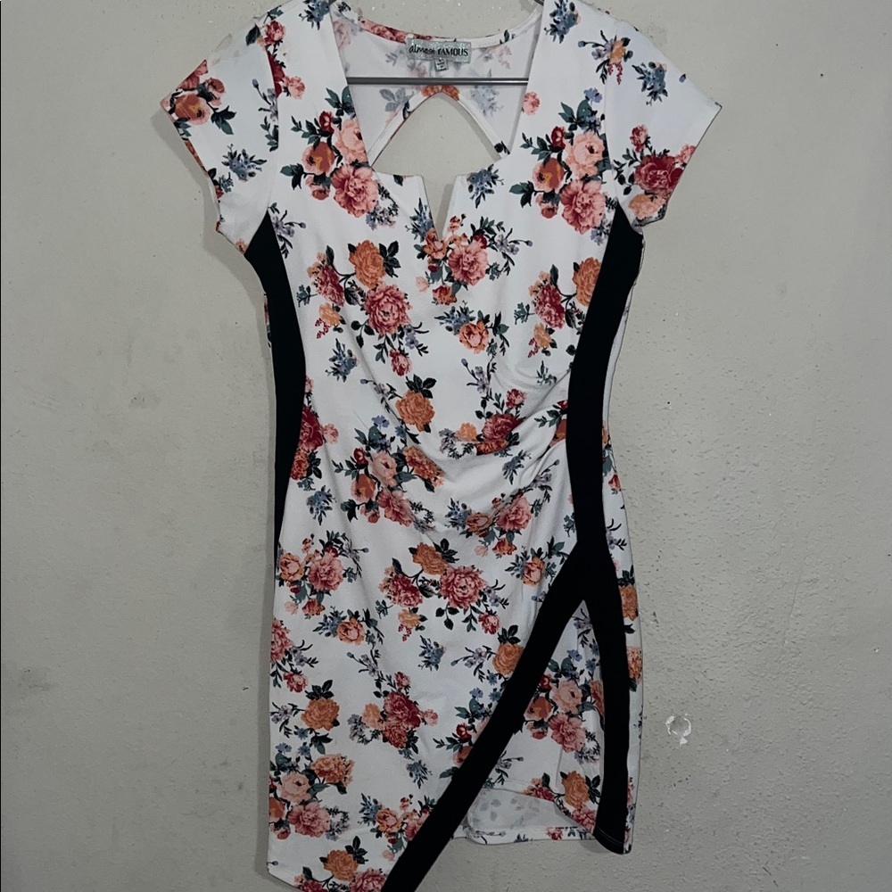 Almost Famous Floral Mini Dress - White, Black, Red, Orange